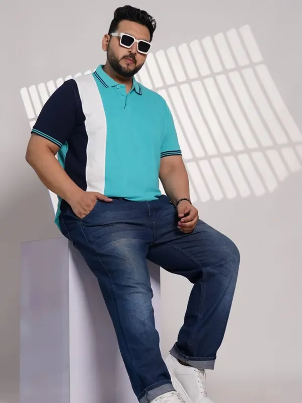 Aqua_Blue_Cotton_T-Shirt_For_Men