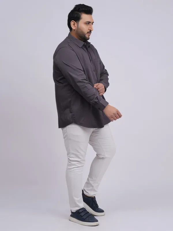 Plus_Size_Charcoal_Grey_Solid_Casual_Shirt_for_Men