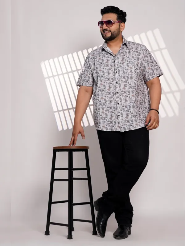 Plus_Size_Grey_Floral_Printed_Casual_Shirt_for_Men