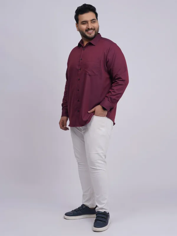 Plus_Size_Wine_Solid_Casual_Shirt_for_Men