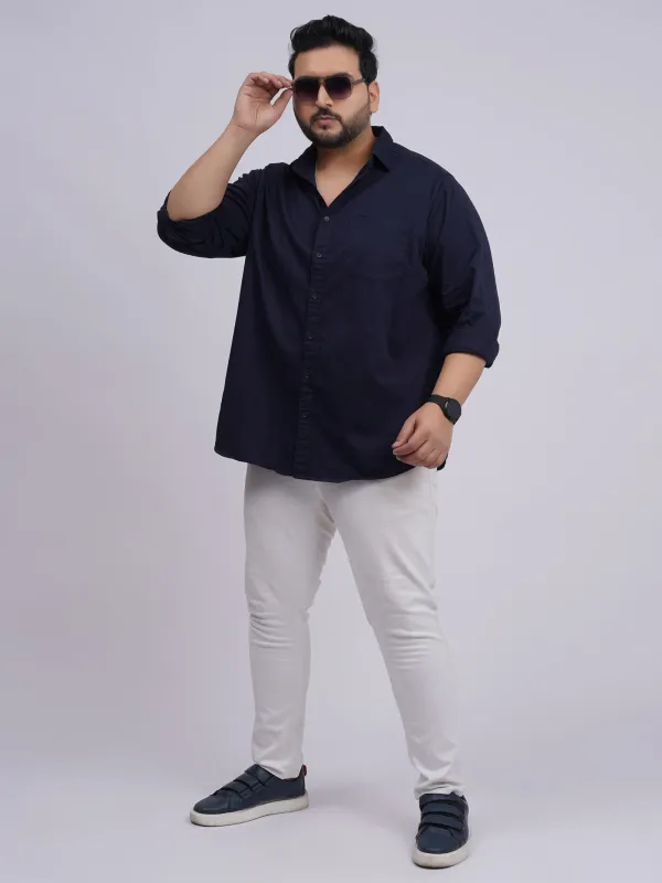 Plus_Size_Navy_Blue_Solid_Casual_Shirt_for_Men