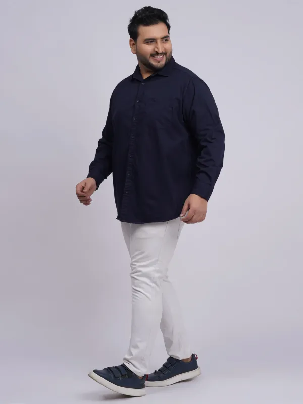 Plus_Size_Navy_Blue_Solid_Casual_Shirt_for_Men