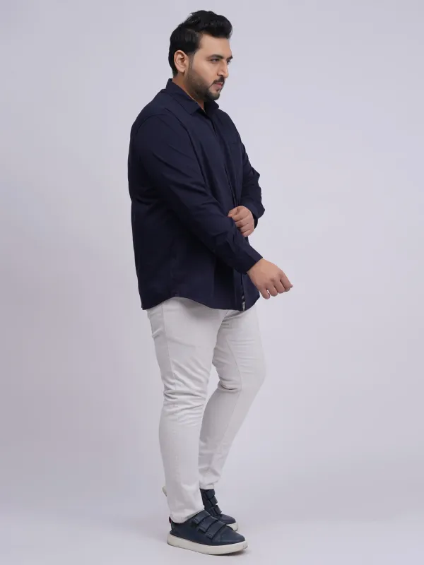 Plus_Size_Navy_Blue_Solid_Casual_Shirt_for_Men
