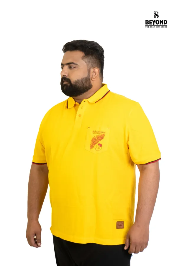 Sun_Yellow_Cotton_Polo_T_Shirt_Sporty_Style_For_Confident_Plus_Size_Men_2xl_8xl