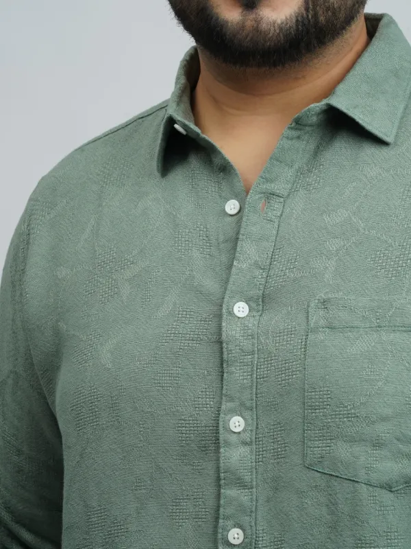 Sage_Green_Textured_Solid_Plus_Size_Shirt_For_Men