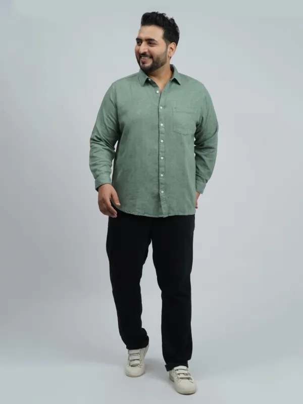 Sage_Green_Textured_Solid_Plus_Size_Shirt_For_Men