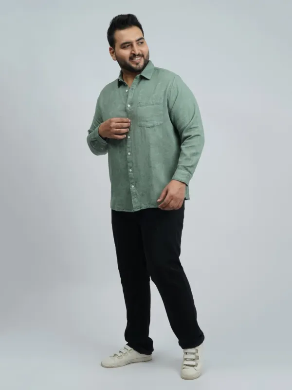 Sage_Green_Textured_Solid_Plus_Size_Shirt_For_Men
