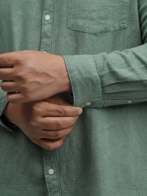 Sage_Green_Textured_Solid_Plus_Size_Shirt_For_Men