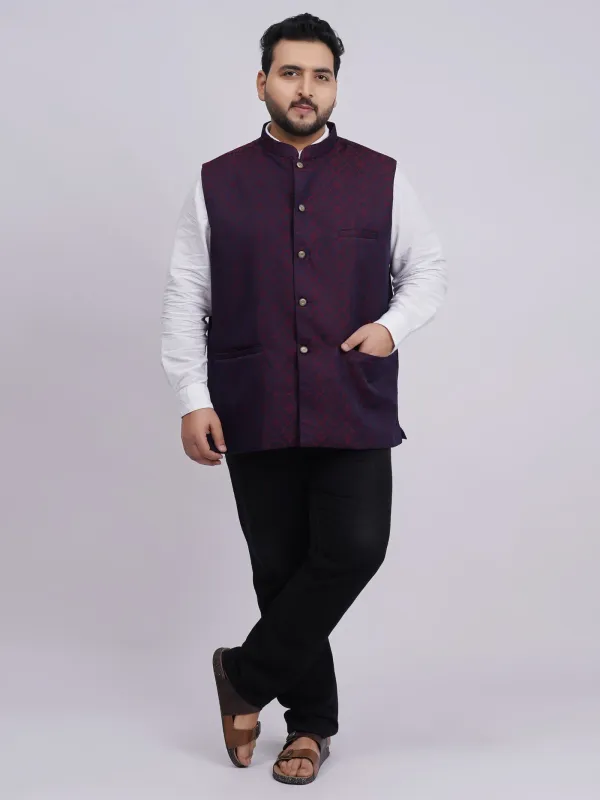 Plus_Size_Royal_Blue_Maroon_Jacquard_Ethnic_Waistcoat_For_Men