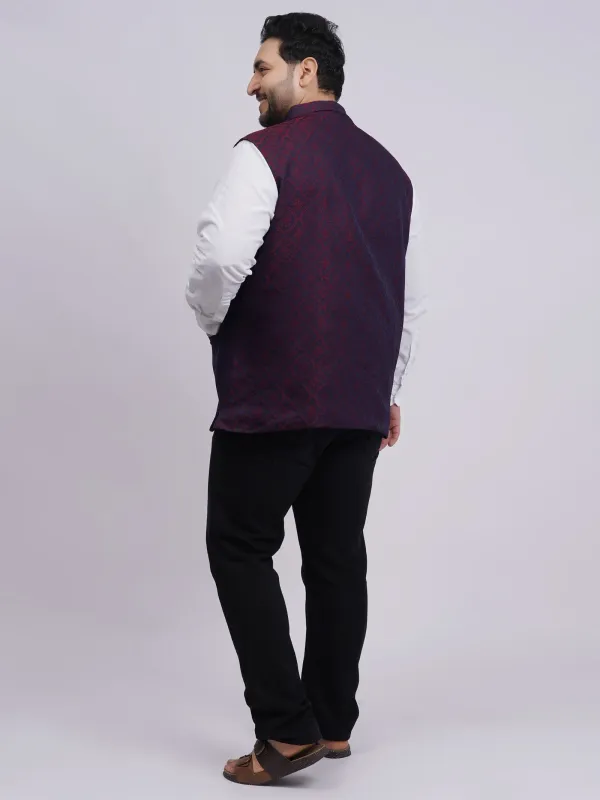 Plus_Size_Royal_Blue_Maroon_Jacquard_Ethnic_Waistcoat_For_Men