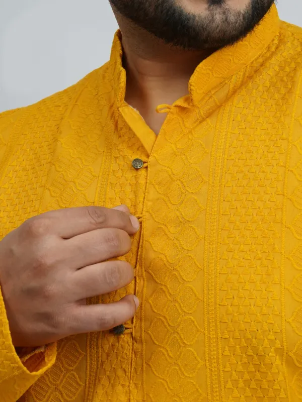 Mustard_Festive_Textured_Plus_Size_Kurta_For_Men_3xl_8xl