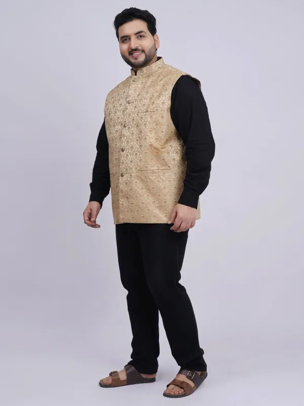 Plus_Size_Premium_Beige_Gold_Jacquard_Ethnic_Waistcoat_For_Men