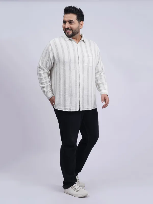 White_Textured_Striped_Plus_Size_Shirt_For_Men_3xl_8xl