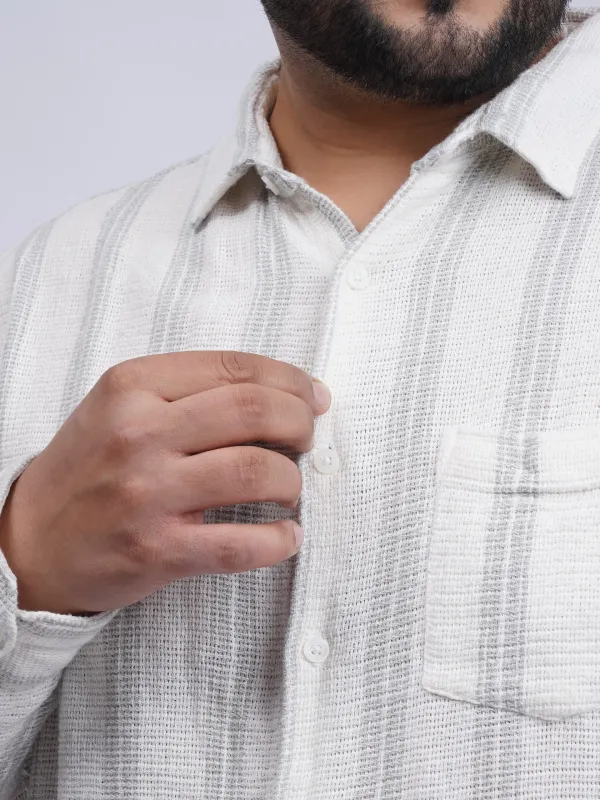 White_Textured_Striped_Plus_Size_Shirt_For_Men_3xl_8xl