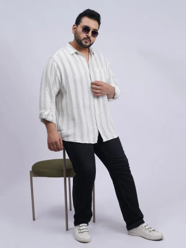 White_Textured_Striped_Plus_Size_Shirt_For_Men_3xl_8xl