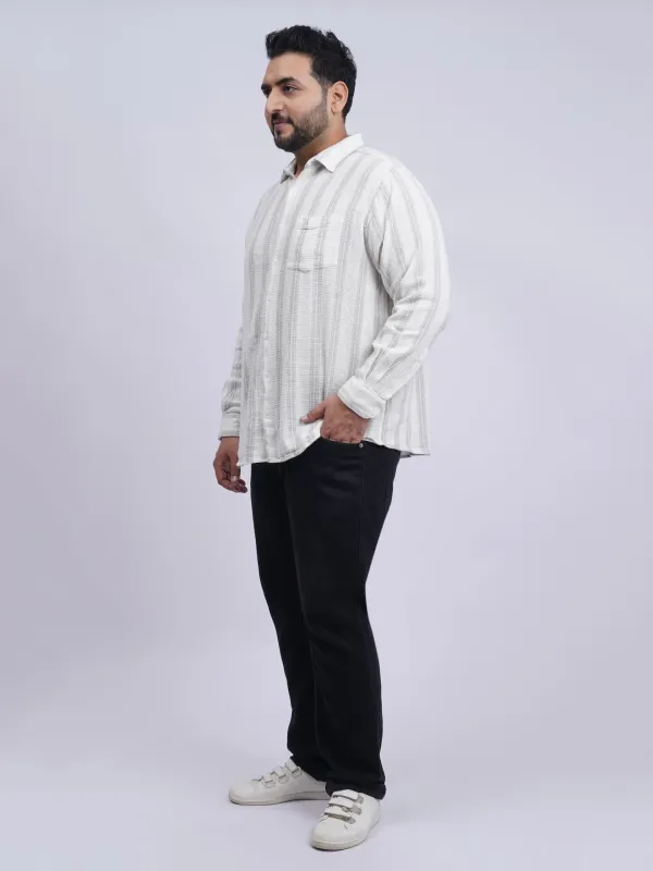 White_Textured_Striped_Plus_Size_Shirt_For_Men_3xl_8xl