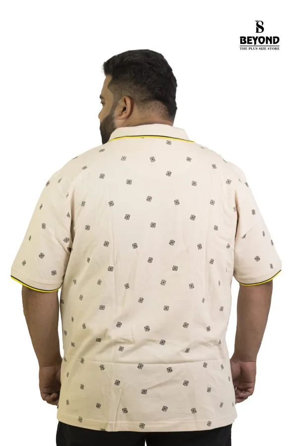 Beige_Printed_Polo_T_Shirt_With_Contrast_Yellow_Piping_2xl_8xl