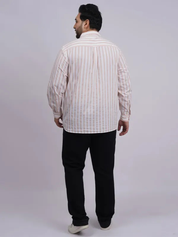 Plus_Size_Blush_Pink_Striped_Full_Sleeve_Casual_Shirt_For_Men