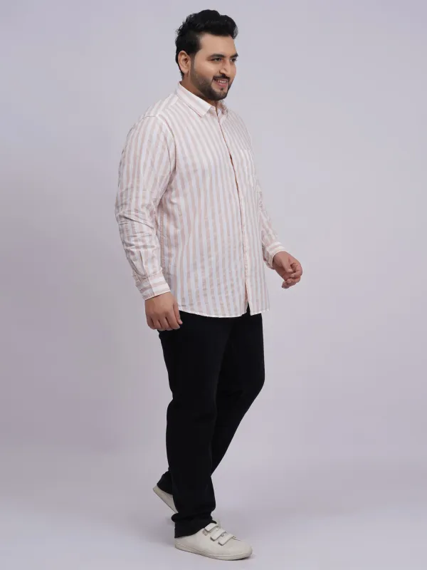 Plus_Size_Blush_Pink_Striped_Full_Sleeve_Casual_Shirt_For_Men