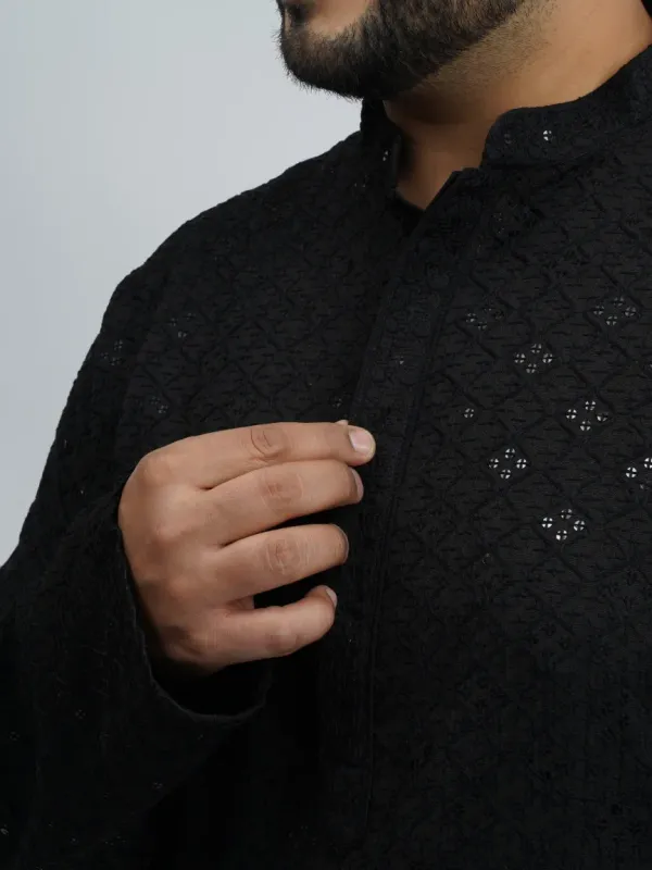 Black_Premium_Short_Kurta_For_Plus_Size_Men_3xl_8xl