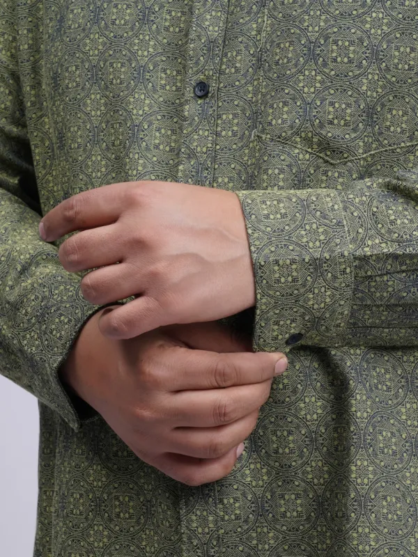 Olive_Geometric_Printed_Plus_Size_Shirt_For_Men