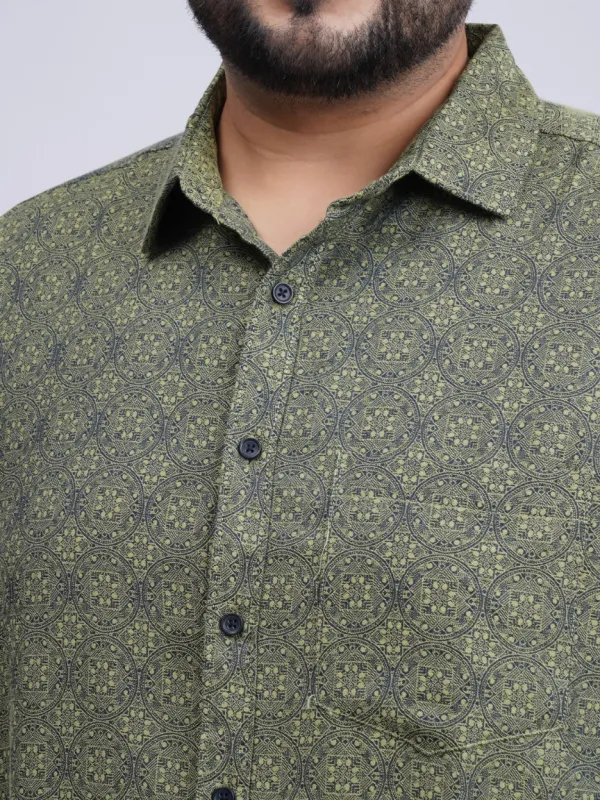 Olive_Geometric_Printed_Plus_Size_Shirt_For_Men