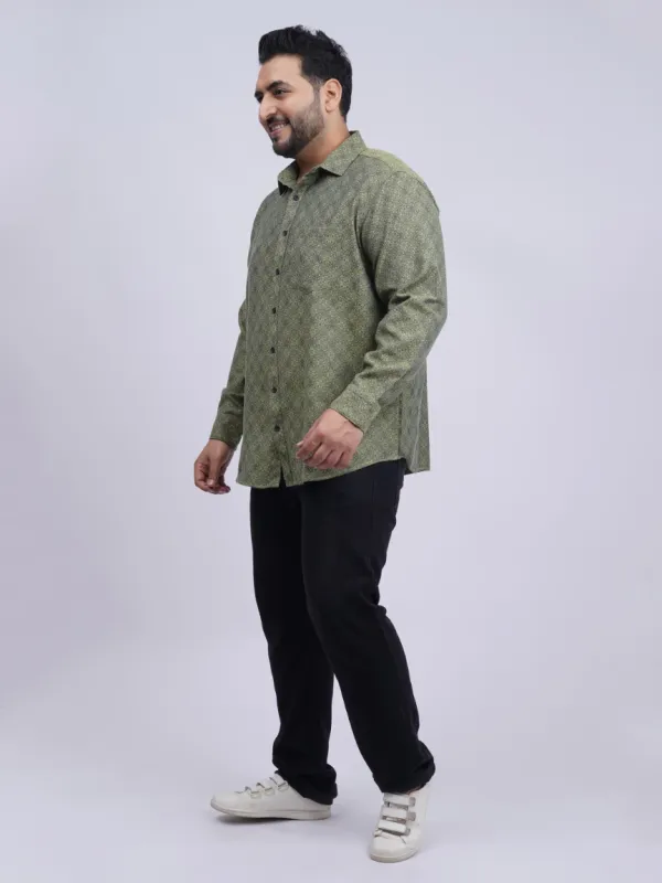 Olive_Geometric_Printed_Plus_Size_Shirt_For_Men