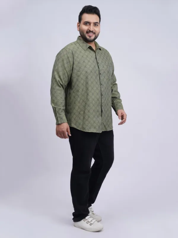 Olive_Geometric_Printed_Plus_Size_Shirt_For_Men