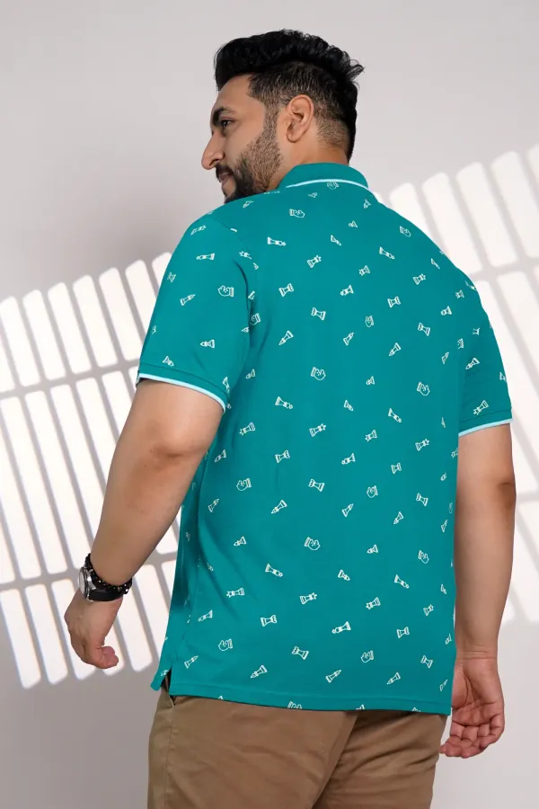 Plus_Size_Teal_Chess_Print_Polo_T_Shirt_For_Men