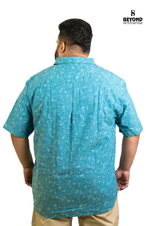 Turquoise_Cotton_Slub_Printed_Shirt_Summer_Ready_Comfort_In_Sizes_2xl_8xl