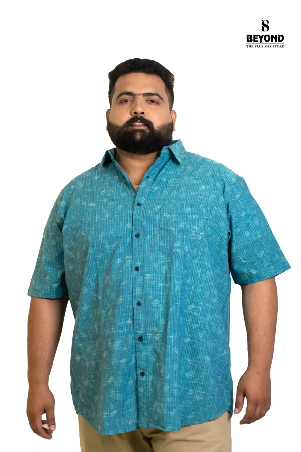 Turquoise_Cotton_Slub_Printed_Shirt_Summer_Ready_Comfort_In_Sizes_2xl_8xl