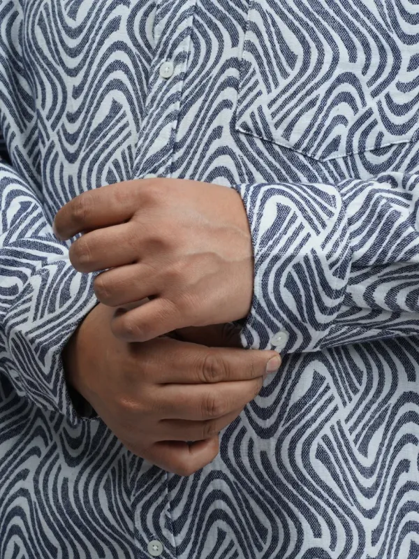 Grey_White_Wave_Pattern_Premium_Printed_Plus_Size_Shirt