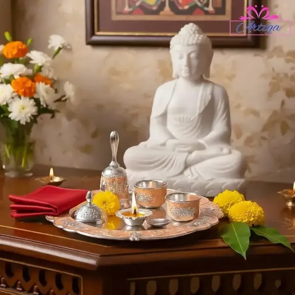 Peach_Colour_Small_Pooja_Thali