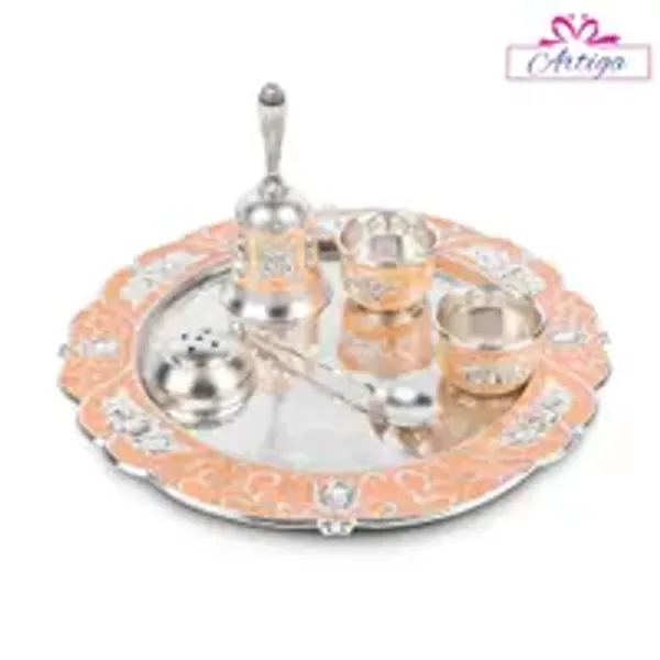 Peach_Colour_Small_Pooja_Thali