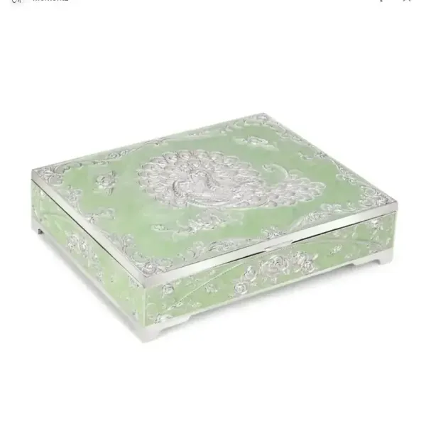 4_Partition_Green_Peacock_Dryfruit_Box