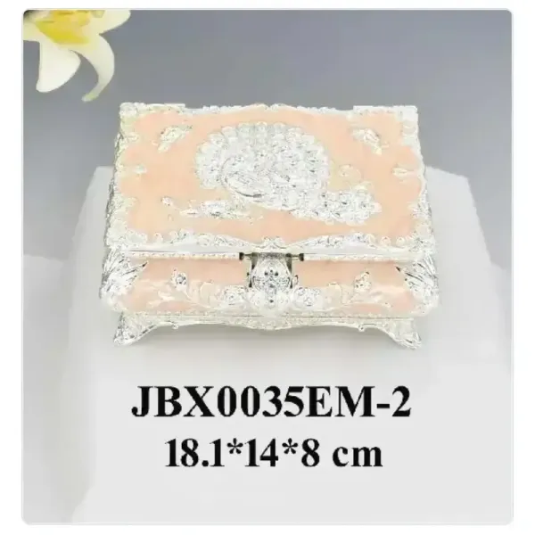 German_Silver_Peach_Colour_Peacock_Box