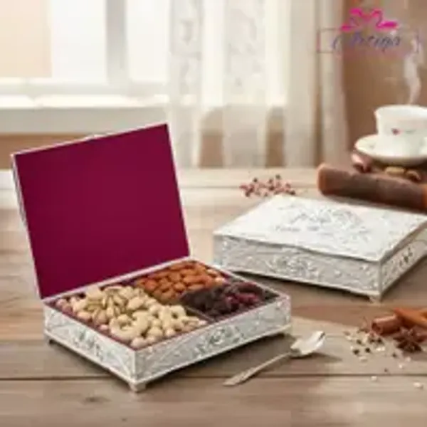4_Partition_White_Peacock_Dryfruit_Box