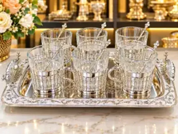 German_Silver_Tea_Set_6_Glasses_6_Spoon_1_Tray