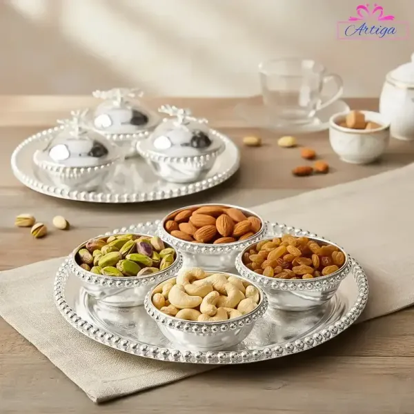 4_Open_Bowl_With_1_Thali_For_Dryfruit