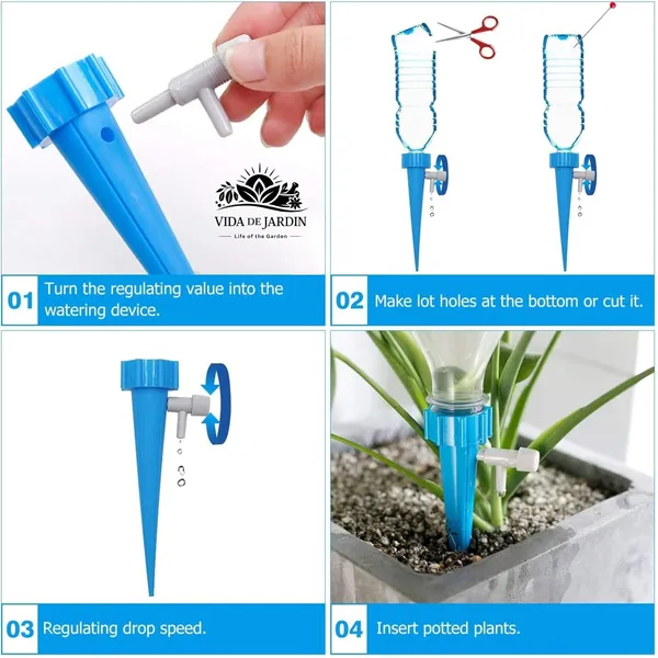 VIDA_DE_JARDIN_Drip_Irrigation_kit_for_Home_Garden_plants_|_Self-Watering_Spikes_Plants,_Automatic_Water_Devices_For_Plant_with_Slow_Release_Control_Tap_Drip_Irrigation_(Pack_of_12)