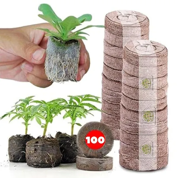 VIDA_DE_JARDIN_Coir_Seed_Germination_Kit_45MM_|_Coco_Peat_Pellets_for_Seedling_Trays_|_Organic_Seed_Starter_Plugs_|_Fast_Germination_&_Healthy_Root_Development_(100_pcs)