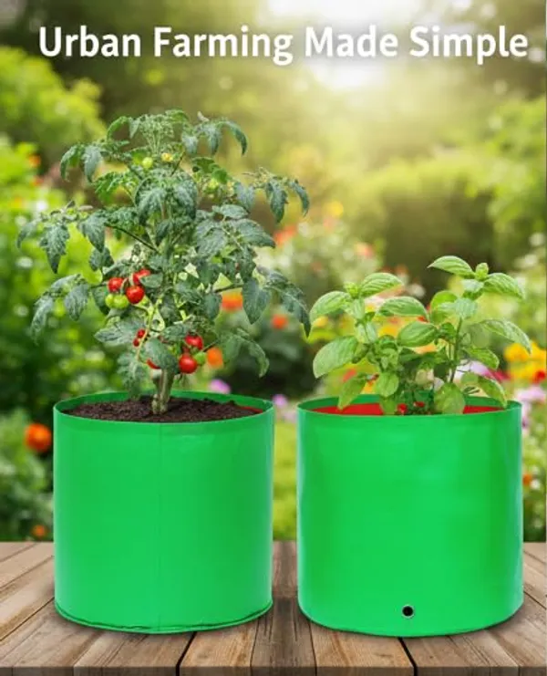 VIDA_DE_JARDIN_HDPE_Round_Plant_Grow_Bags_|_260_GSM_UV_Protected_Grow_Bag_for_Terrace_Gardening,_Vegetable_Plants,_Home_Garden,_Balcony,_Nursery,_Kitchen_Garden_|_(Pack_of_4,_12X12_Inches)