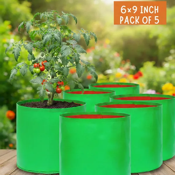 VIDA_DE_JARDIN_HDPE_Round_Plant_Grow_Bags_|_260_GSM_UV_Protected_Grow_Bag_for_Terrace_Gardening,_Vegetable_Plants,_Home_Garden,_Balcony,_Nursery,_Kitchen_Garden_|_(5,_9X9_Inches)