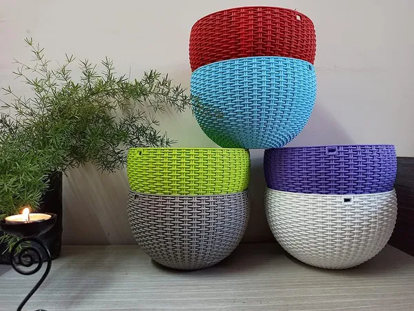 VIDA_DE_JARDIN_Hanging_Plant_Baskets_Set_of_5_–_Colorful_Plastic_Hanging_Pots_with_Chains,_Decorative_Planters_for_Balcony,_Home,_Terrace_&_Garden