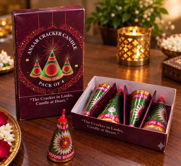 Wax_Multicolour_Diwali_Cracker_Cone_Decorative_Candles_Set_Of_4