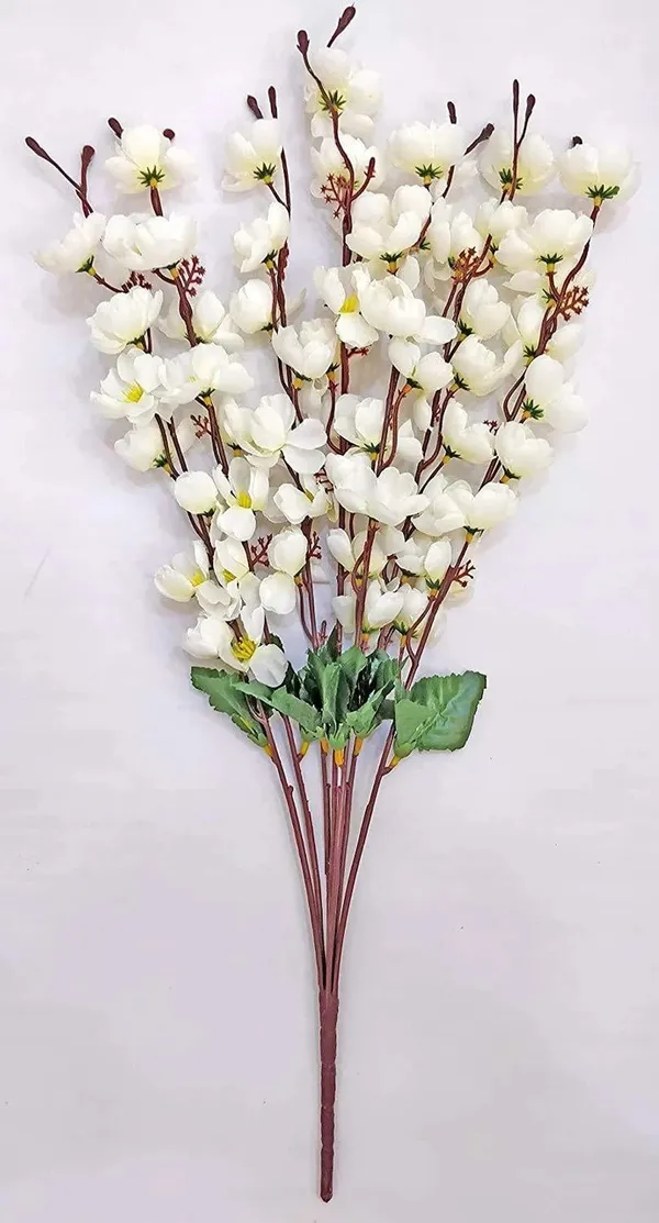 Plastic_Decorative_White_Green_Blossom_Artificial_Flower_Bouquet