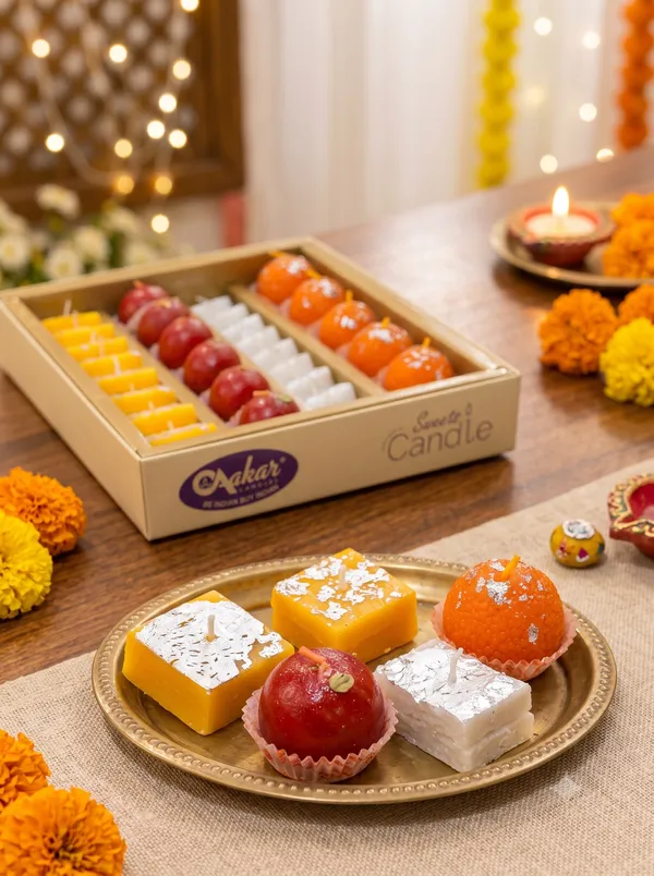 Assorted_Indian_Mithai_Shaped_Candles_Gift_Box-_Large_(31_pcs)