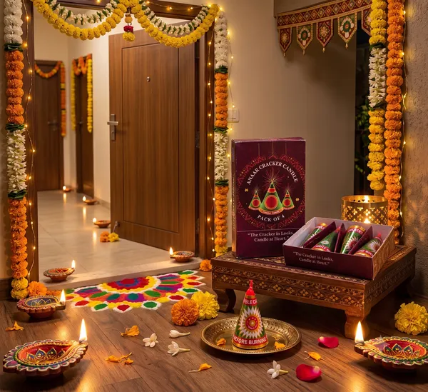 Wax_Multicolour_Diwali_Cracker_Cone_Decorative_Candles_Set_Of_4