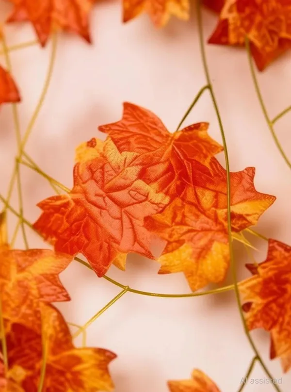 Plastic_Autumn_Orange_Maple_Leaf_Artificial_Hanging_Vine