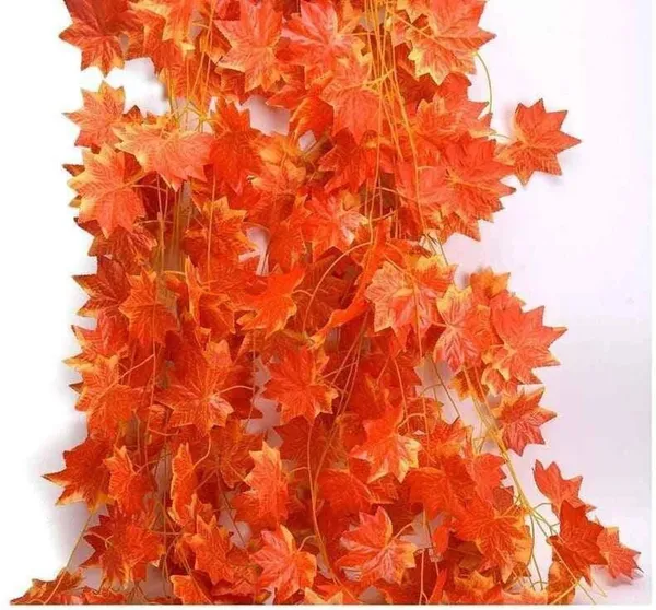 Plastic_Autumn_Orange_Maple_Leaf_Artificial_Hanging_Vine